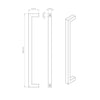 Concord XL 400mm Back to Back Pull Handle Pack - 3 Square Hinges - Satin Stainless Steel