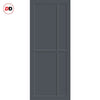 SpaceEasi Top Mounted Black Folding Track & Double Door - Eco-Urban® Marfa 4 Panel Solid Wood Door DD6313 - Premium Primed Colour Options