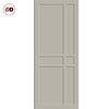 SpaceEasi Top Mounted Black Folding Track & Double Door - Eco-Urban® Glasgow 6 Panel Solid Wood Door DD6314 - Premium Primed Colour Options