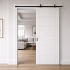 Top Mounted Black Sliding Track & Door - Value 7 panel Flush Style Internal Door - White Primed