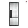 Civic Black Industrial Door Pair with Reeded Glass - Prefinished