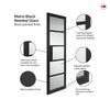 Metro Black Industrial Staffetta Quad Telescopic Pocket Doors - Reeded  Glass - Prefinished