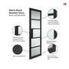 Metro Black Industrial Staffetta Twin Telescopic Pocket Doors - Reeded  Glass - Prefinished