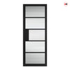 Metro Black Industrial Door with Reeded  Glass - Prefinished