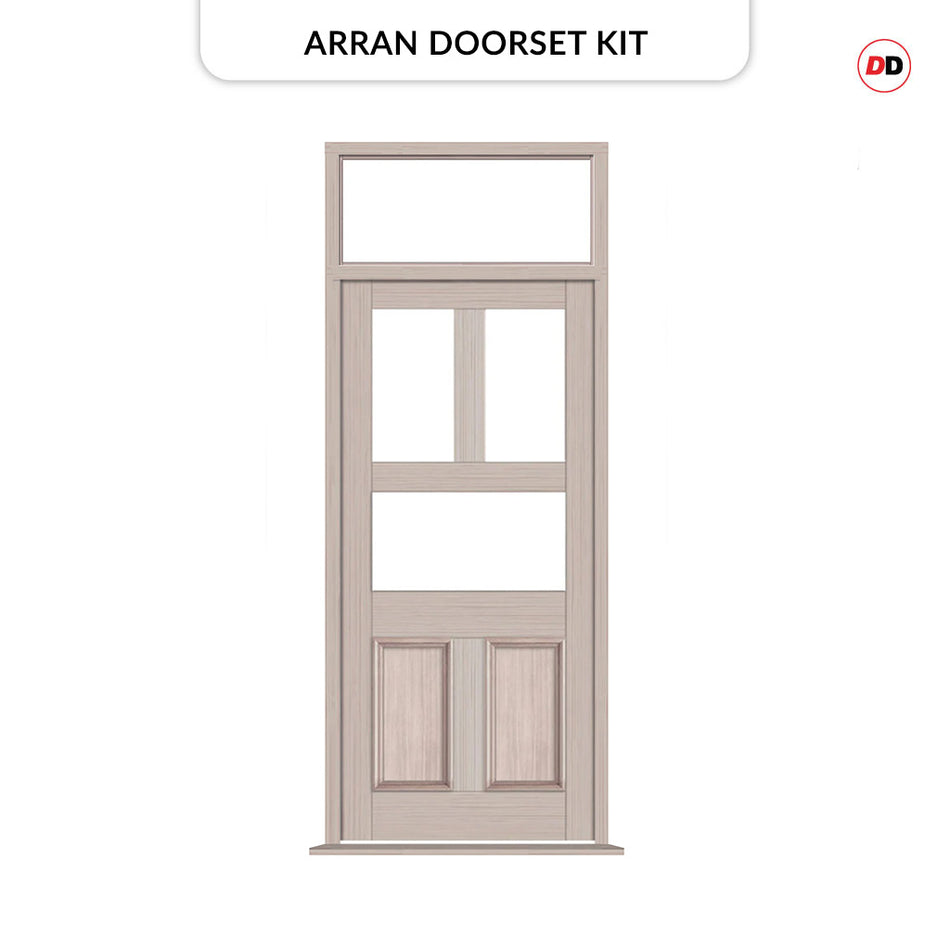 Exterior Victorian Arran 3L 2P Front Door with Transom - Customisable: Size, Colour, Glass Options