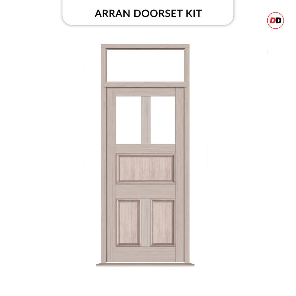 Exterior Victorian Arran 2L 3P Front Door with Transom - Customisable: Size, Colour, Glass Options