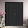 Adiba Panel Solid Wood Internal Door Pair UK Made DD0106P - Shadow Black Premium Primed - Urban Lite® Bespoke Sizes