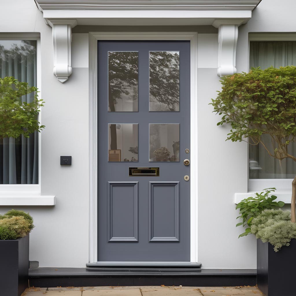 Exterior Ailsa Made to Measure Front Door - 57mm Thick - Six Colour Options - Toughened Double Glazing - 4 Pane