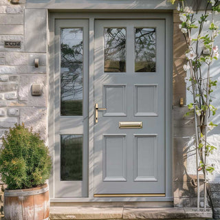 Image: Exterior Victorian Ailsa 2L 4P Front Door with Single Sidelight - Customisable: Size, Colour, Glass and Sidelight Options