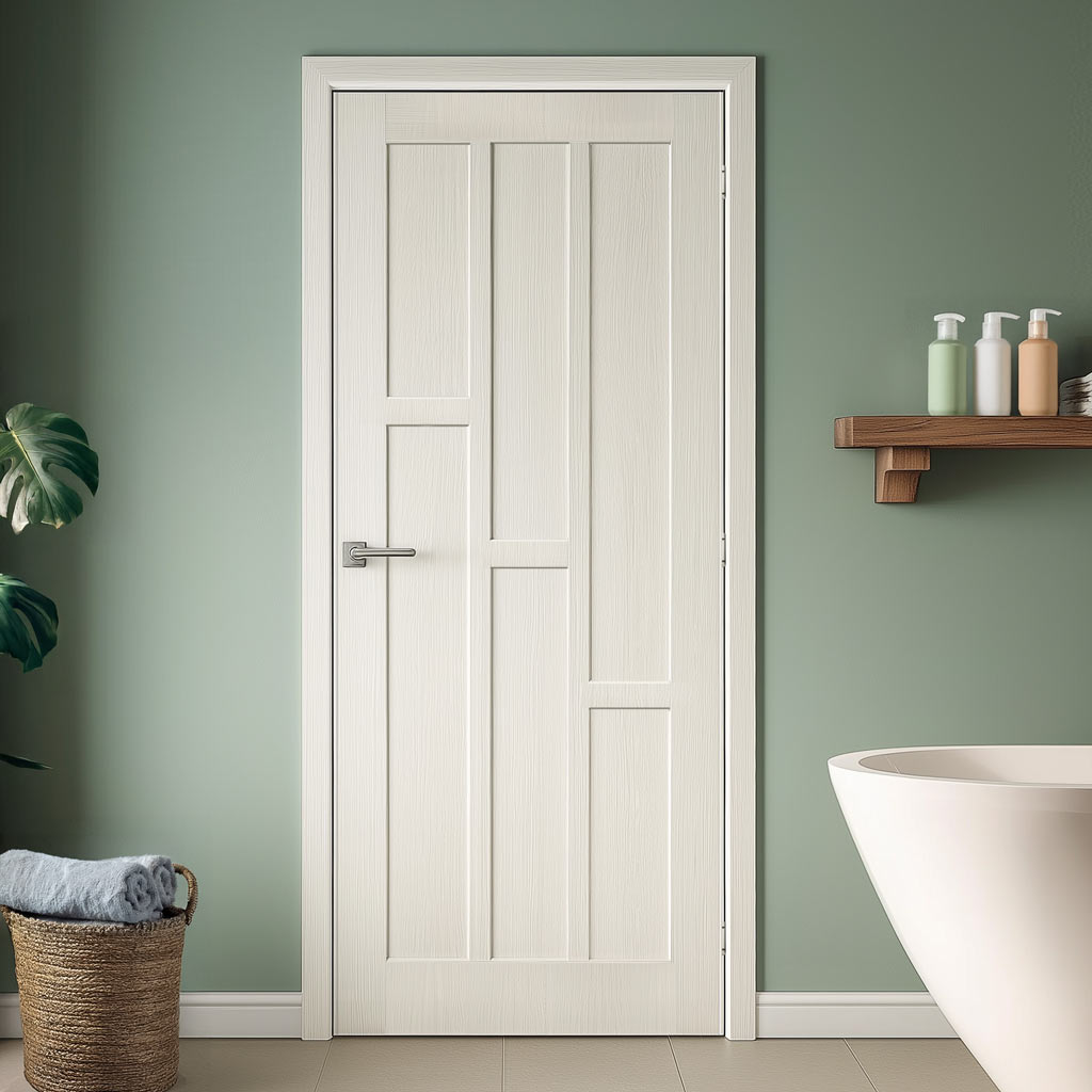Alexander Lightly Grained Internal PVC Panel Door - Suitable for Bathrooms
