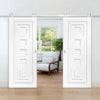 Top Mounted Stainless Steel Sliding Track & Double Door - Altino Flush Doors - White Primed