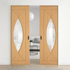 Amalfi Oak Double Absolute Evokit Pocket Door - Prefinished - Clear Glass