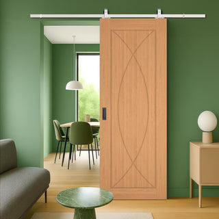 Image: Top Mounted Stainless Steel Sliding Track & Amalfi Prefinished Oak Door