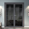 Amoo Solid Wood Internal Door Pair UK Made DD0112T Tinted Glass - Stormy Grey Premium Primed - Urban Lite® Bespoke Sizes