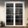 Amoo Solid Wood Internal Door Pair UK Made DD0112T Tinted Glass - Cloud White Premium Primed - Urban Lite® Bespoke Sizes