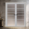 Amoo Solid Wood Internal Door Pair UK Made DD0112F Frosted Glass - Mist Grey Premium Primed - Urban Lite® Bespoke Sizes