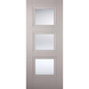 Premium Single Sliding Door & Wall Track - Arnhem Grey Primed Door - Clear Glass - Unfinished
