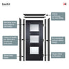 EasiKit Internal Door and Frame Kit - Amsterdam 3 Pane Black Primed Internal Door - Clear Glass