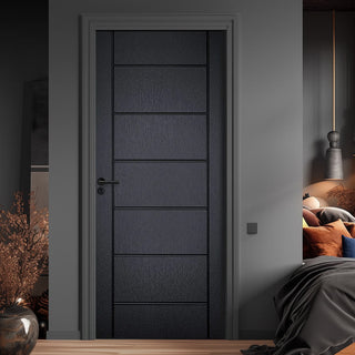 Image: Carolina Anthracite Grey Grained Internal PVC Door - Ideal for Bathrooms