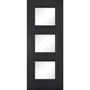 Top Mounted Stainless Steel Sliding Track & Door - Antwerp 3 Pane Black Primed Door - Clear Glass