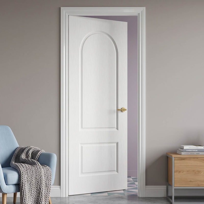 Arched Top Lightly Grained Internal PVC Two Panel Door