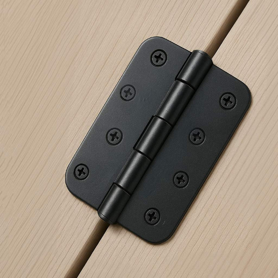Ares Loft Style Matt Black Radius Cornered Hinges 102x67x2mm - Single Hinge