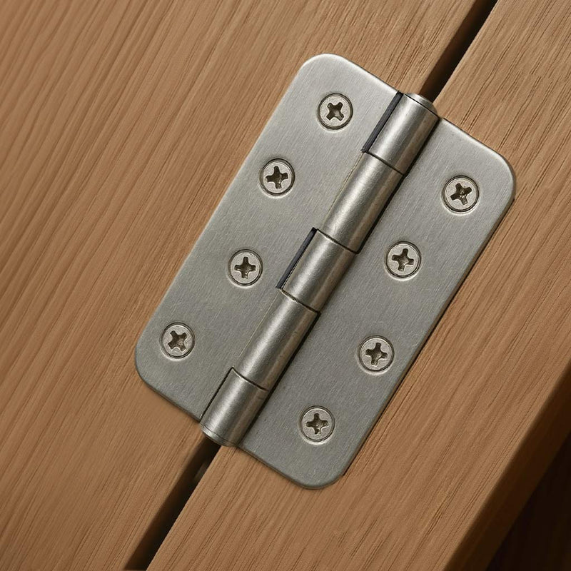 3x Ares Loft Style Satin Stainless Steel Radius Cornered Hinges 102x67x2mm