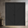 Aria Panel Solid Wood Internal Door Pair UK Made DD0124P - Shadow Black Premium Primed - Urban Lite® Bespoke Sizes