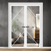 Aria Solid Wood Internal Door Pair UK Made DD0124C Clear Glass - Cloud White Premium Primed - Urban Lite® Bespoke Sizes