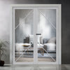 Aria Solid Wood Internal Door Pair UK Made DD0124C Clear Glass - Mist Grey Premium Primed - Urban Lite® Bespoke Sizes