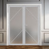 Aria Solid Wood Internal Door Pair UK Made DD0124F Frosted Glass - Mist Grey Premium Primed - Urban Lite® Bespoke Sizes