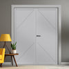 Aria Panel Solid Wood Internal Door Pair UK Made DD0124P - Mist Grey Premium Primed - Urban Lite® Bespoke Sizes