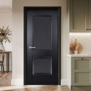 Image: EasiKit Internal Door and Frame Kit - Arnhem 2 Panel Black Primed Internal Door