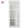 Top Mounted Black Sliding Track & Solid Wood Door - Handcrafted Eco-Urban Arran 5 Pane Solid Wood Door DD6432R Clear Reeded Glass - Cloud White Premium Primed