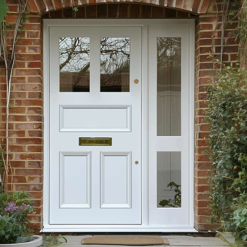 Exterior Victorian Arran 2L 3P Front Door with Single Sidelight - Customisable: Size, Colour, Glass and Sidelight Options