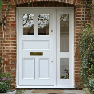 Image: Exterior Victorian Arran 2L 3P Front Door with Single Sidelight - Customisable: Size, Colour, Glass and Sidelight Options