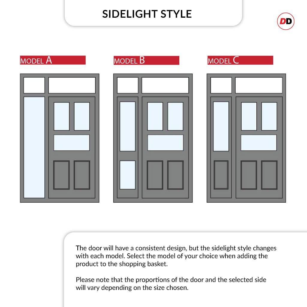 Exterior Victorian Arran 3L 2P Front Door with Single Sidelight and Tr