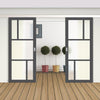 Double Sliding Door & Premium Wall Track - Eco-Urban® Arran 5 Pane Doors DD6432SG Frosted Glass - 6 Colour Options