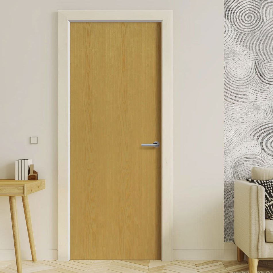 J B Kind Ash Veneered Flush Fire Door - 1/2 Hour Fire Rated - Prefinished