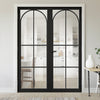 Astoria Black Internal Door Pair - Clear Glass - Prefinished
