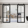 Top Mounted Black Sliding Track & Double Door - Astoria Black Internal Door - Clear Glass - Prefinished