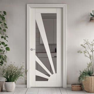 Image: JBK White Shaker Calypso Aurora Primed Internal Door - Clear Glass