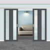 Double Sliding Door & Premium Wall Track - Eco-Urban® Avenue 2 Pane 1 Panel Doors DD6410SG Frosted Glass - 6 Colour Options