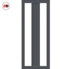 SpaceEasi Top Mounted Black Folding Track & Double Door - Eco-Urban® Avenue 2 Pane 1 Panel Solid Wood Door DD6410SG Frosted Glass - Premium Primed Colour Options