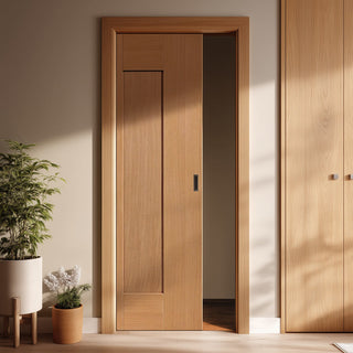 Image: Axis Shaker Oak Panelled Single Evokit Pocket Door - Prefinished