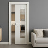 Axis Single Evokit Pocket Door - Clear Glass - White Primed