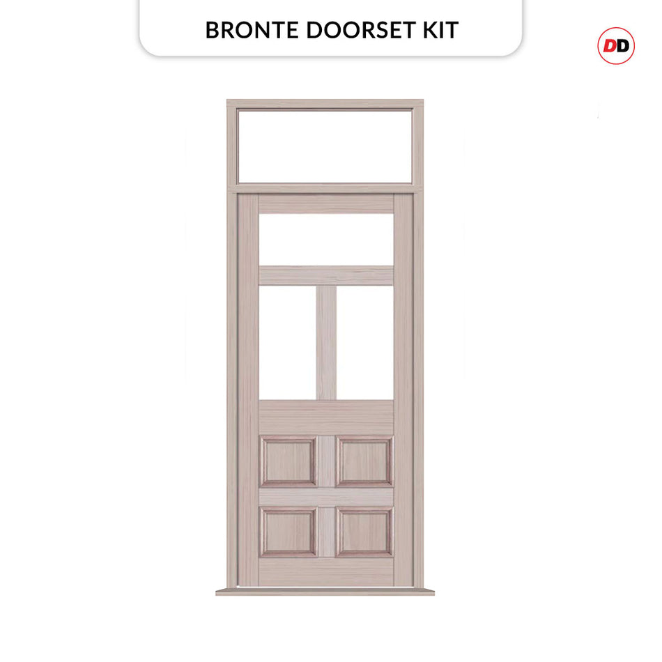 Exterior Victorian Bronte 3L 4P Front Door with Transom - Customisable: Size, Colour, Glass Options