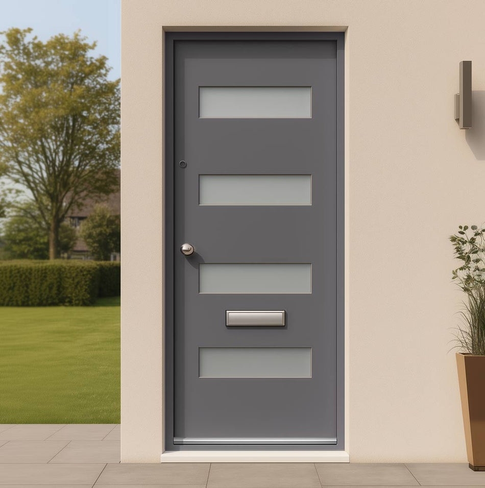Balham Hardwood Front Door - Frosted Clear Toughened Double Glazing - Colour Options