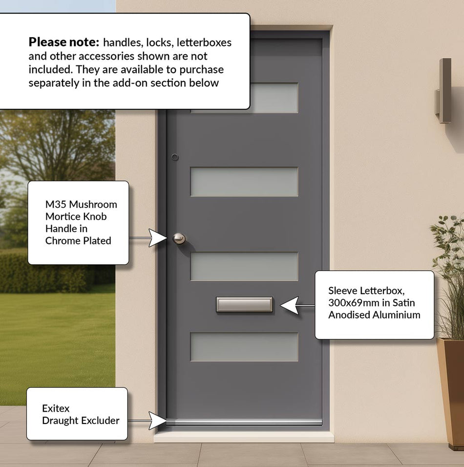 Balham Hardwood Front Door - Frosted Clear Toughened Double Glazing - Colour Options