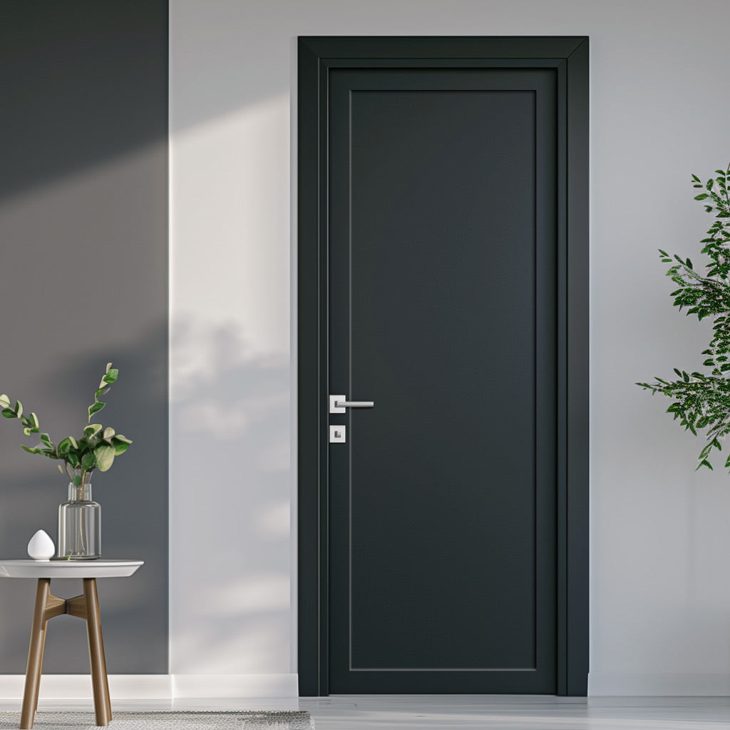 Baltimore 1 Panel Solid Wood Internal Door UK Made DD6301 - Eco-Urban® Shadow Black Premium Primed